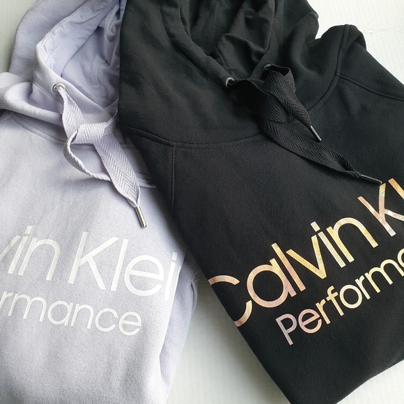 Calvin Klein Performance Logo Fleece Hoodie w/ Thumbholes Black  M & Violet Lg - Picture 16 of 16